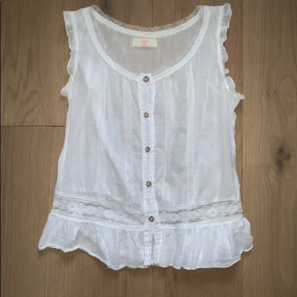 Button-Up Laced Tank with Ties